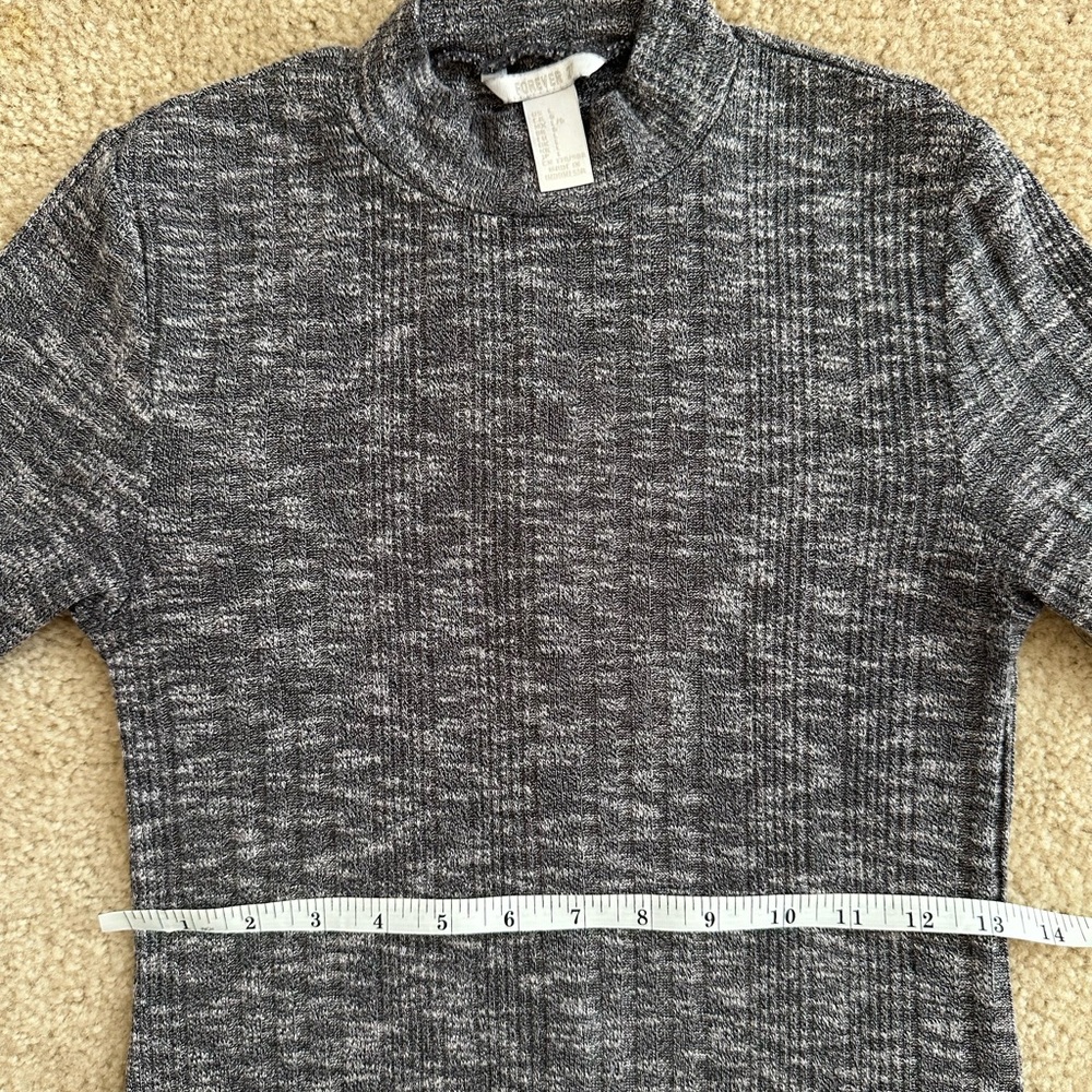 Forever 21 Heather Gray Knit Sweater Mini Dress Turtleneck Short Large 6 8 - Picture 2 of 3